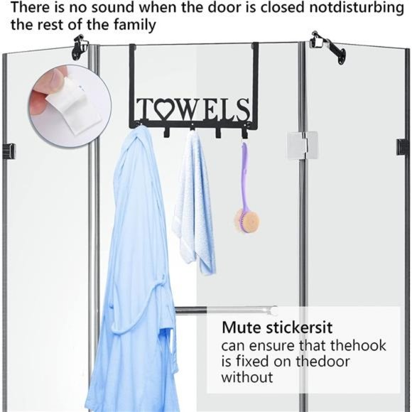 Over The Door Towel Rack Metal Bath Towel Holder Hanger for Bathroom Bedroom - Picture 3 of 6